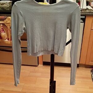 Stylish Women's Long Sleeve Top in Soft Gray
